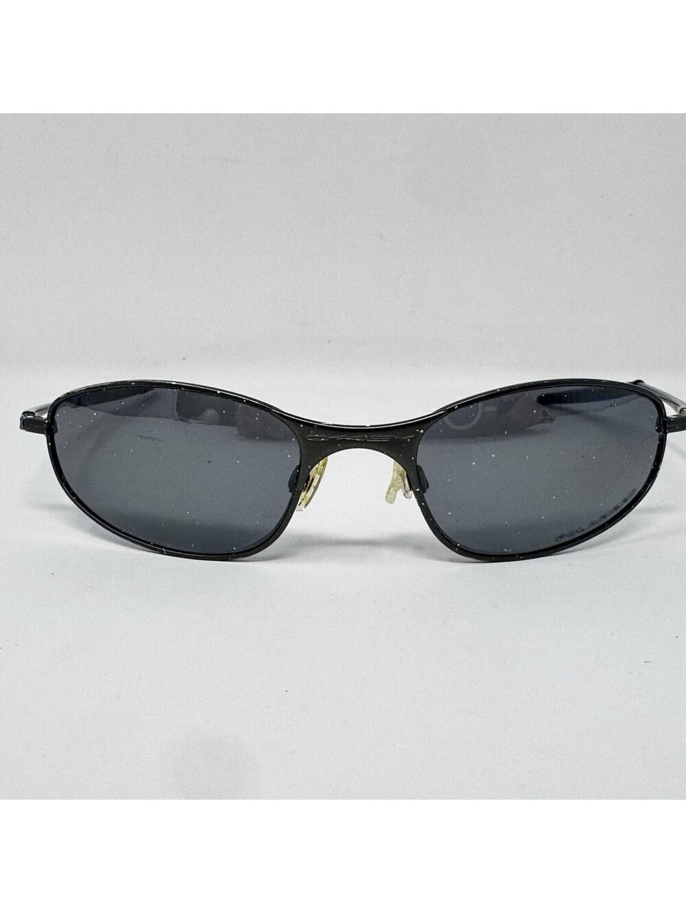 Vintage Oakley A Wire Sunglasses Black Metal Y2K 90s Paint Splatter READ
